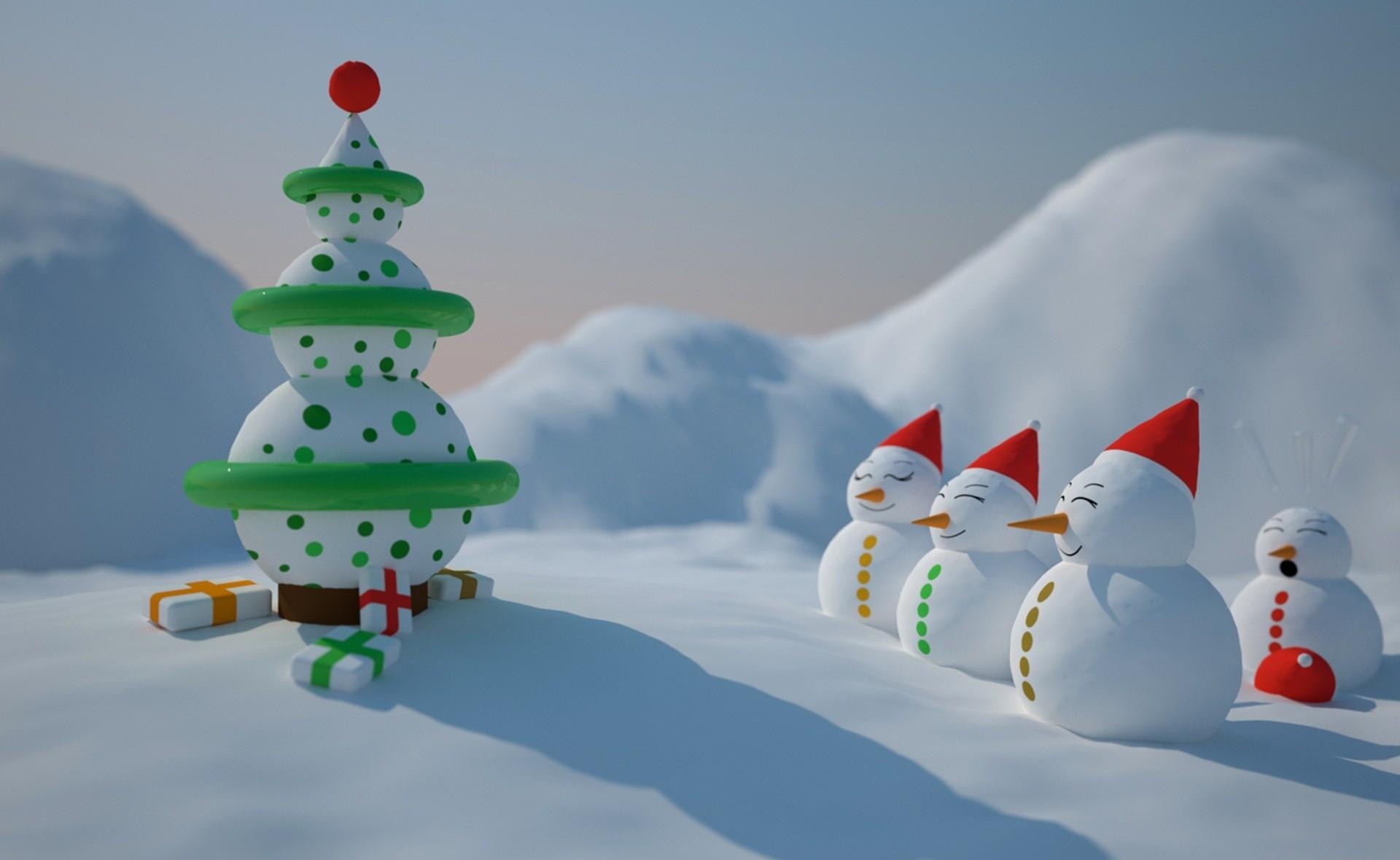 Holiday row, christmas tree, holidays, snowman Lock Screen