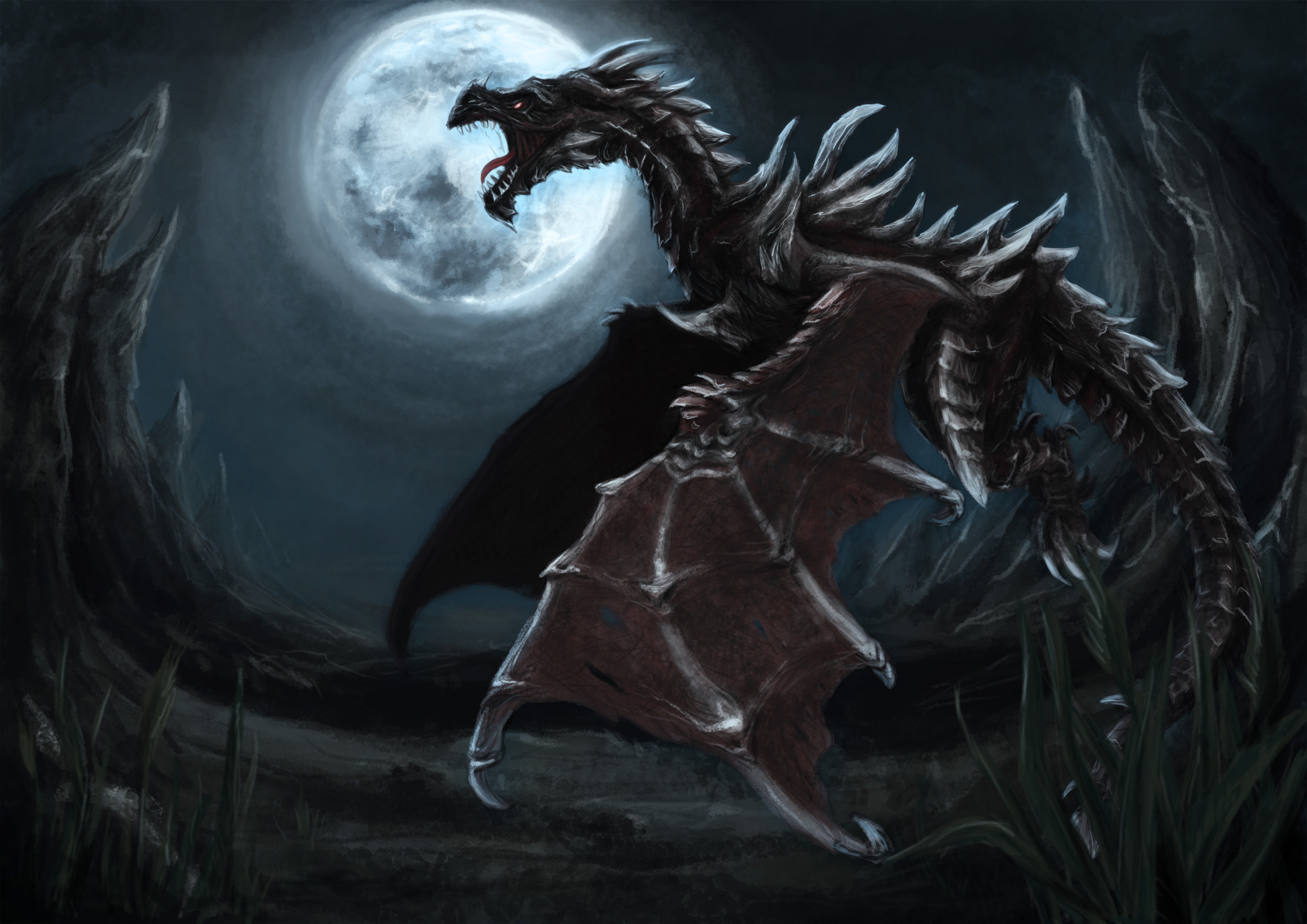 fantasy, dragons, black phone background