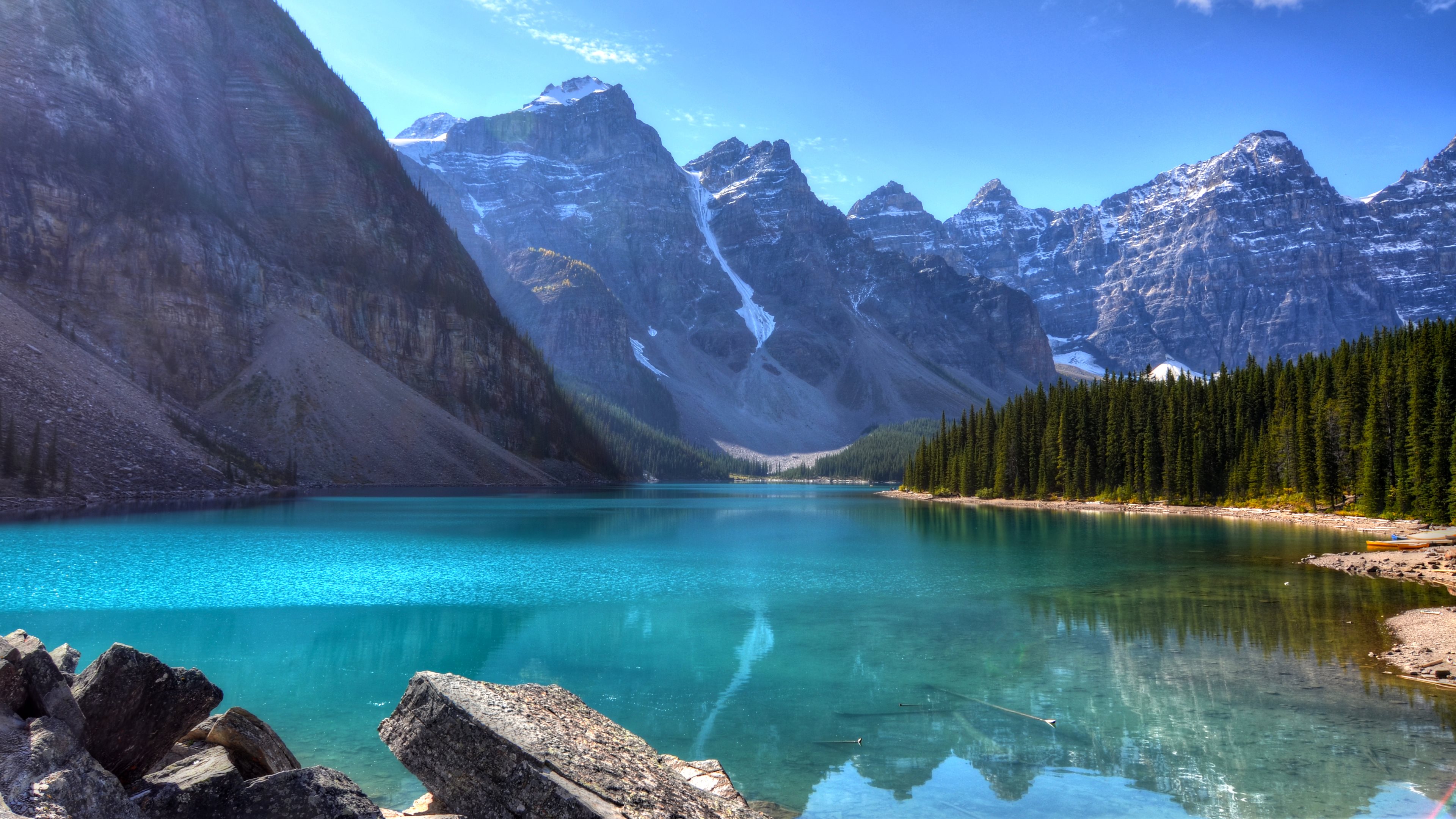 mountain, cliff, lake, canada, earth, moraine lake, alberta, banff national park, canadian rockies, reflection, lakes 1080p