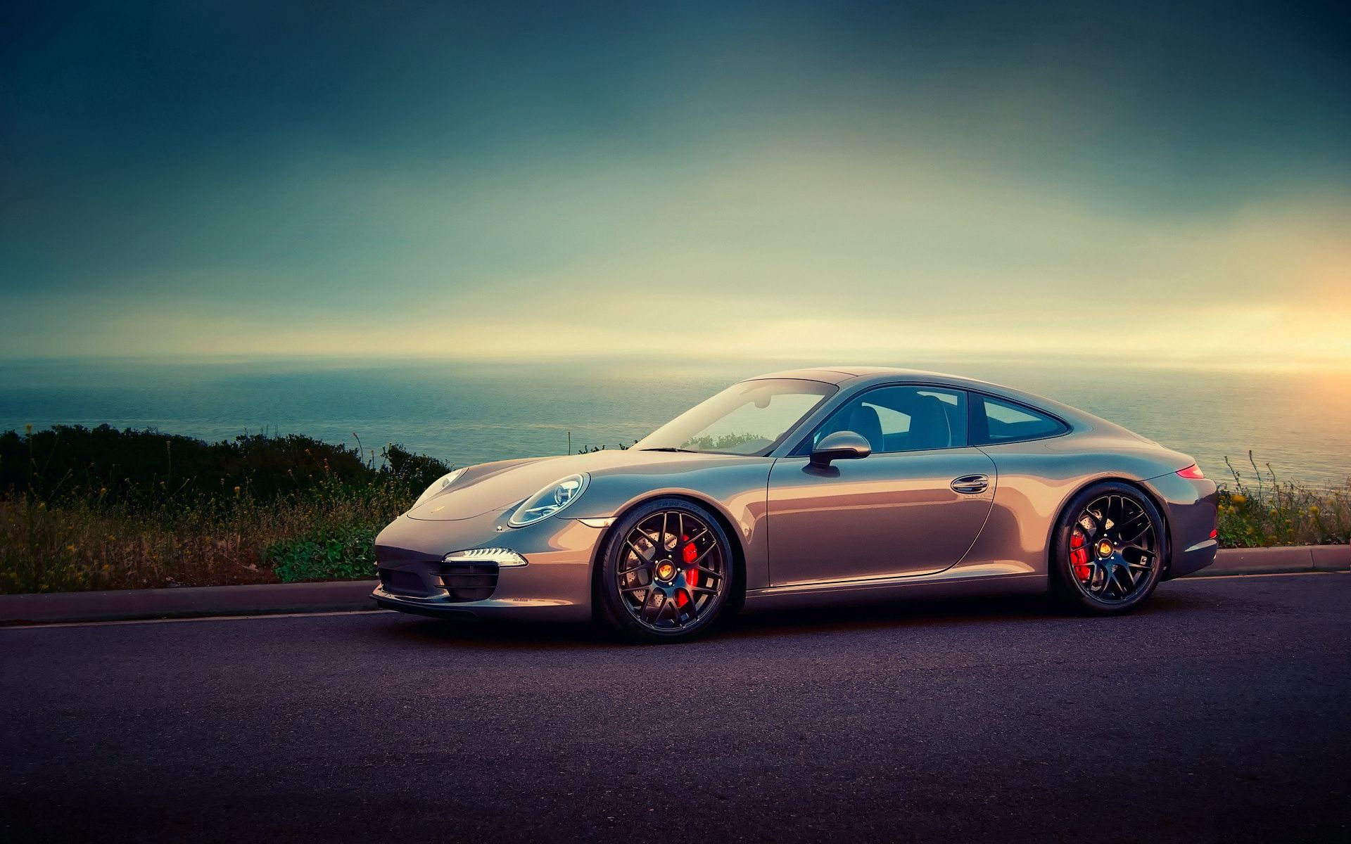 Handy-Wallpaper Porsche, Sunset, Cars, Asphalt, Schön, 911 kostenlos herunterladen.