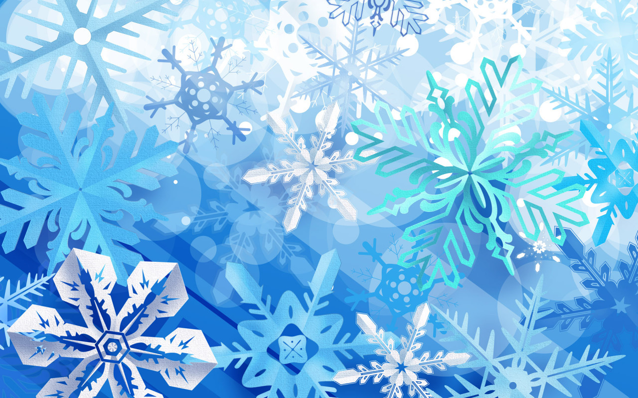 winter, background, snowflakes, blue QHD