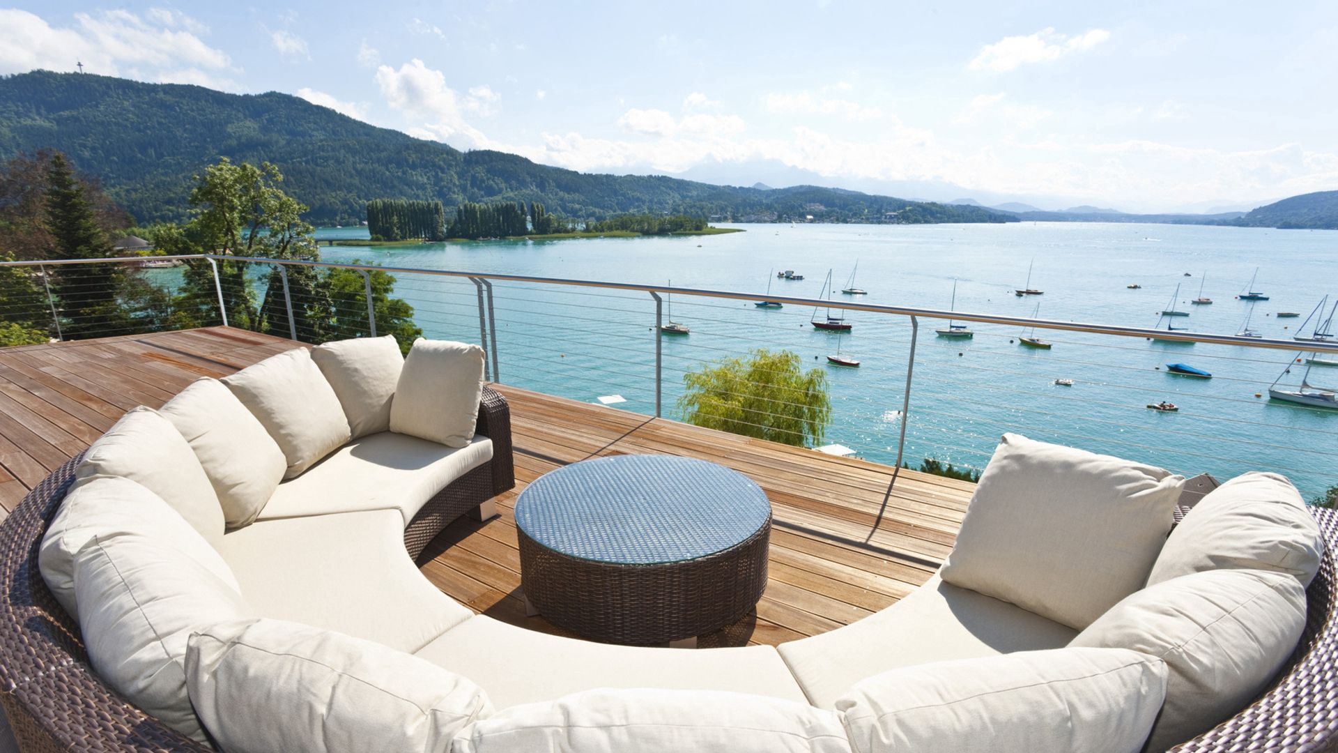 rest, balcony, mountains, lake, miscellanea, miscellaneous, relaxation, view, terrace 5K