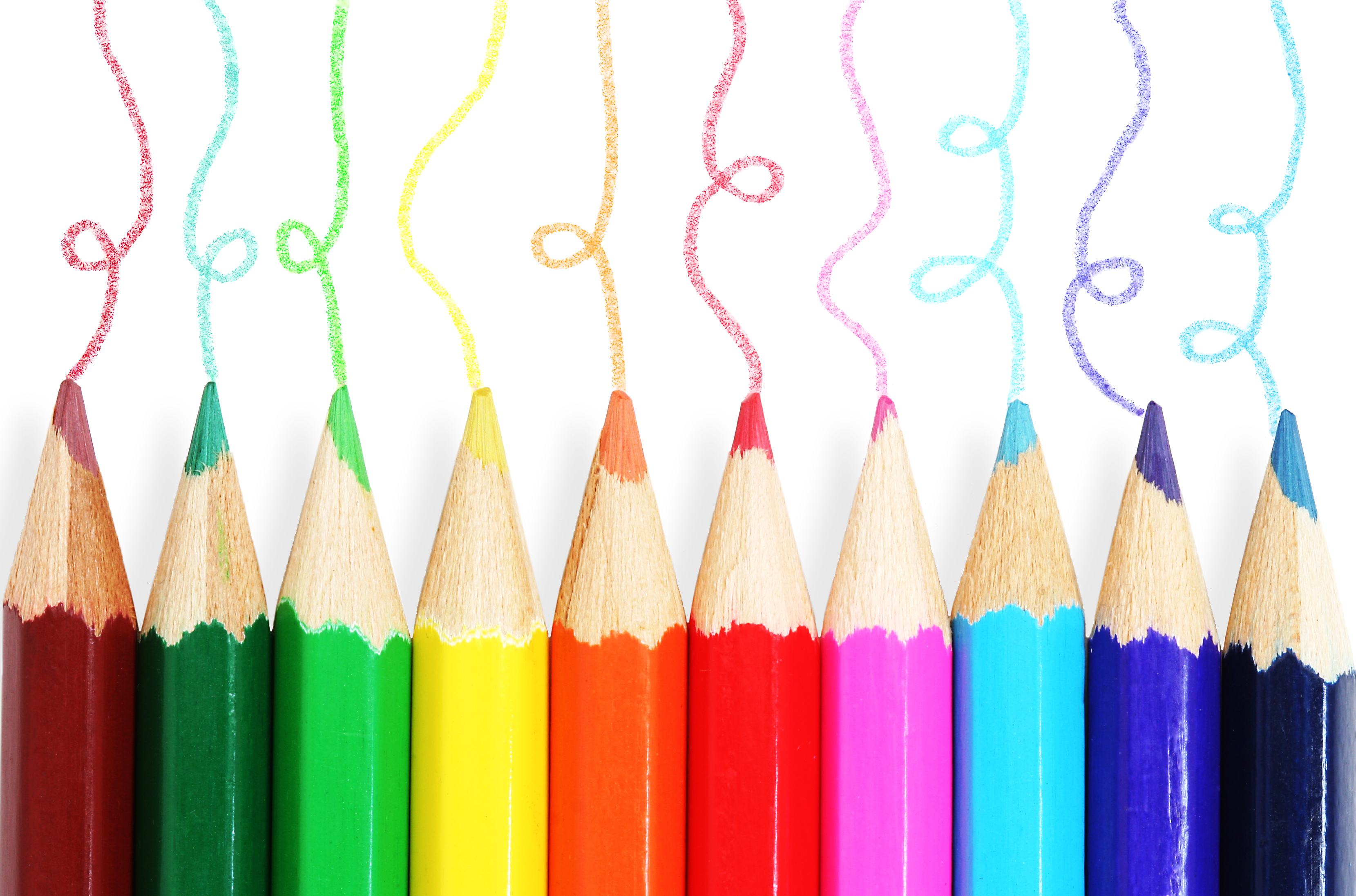 colors, miscellanea, miscellaneous, colored pencils, color, paints, colour pencils, white background
