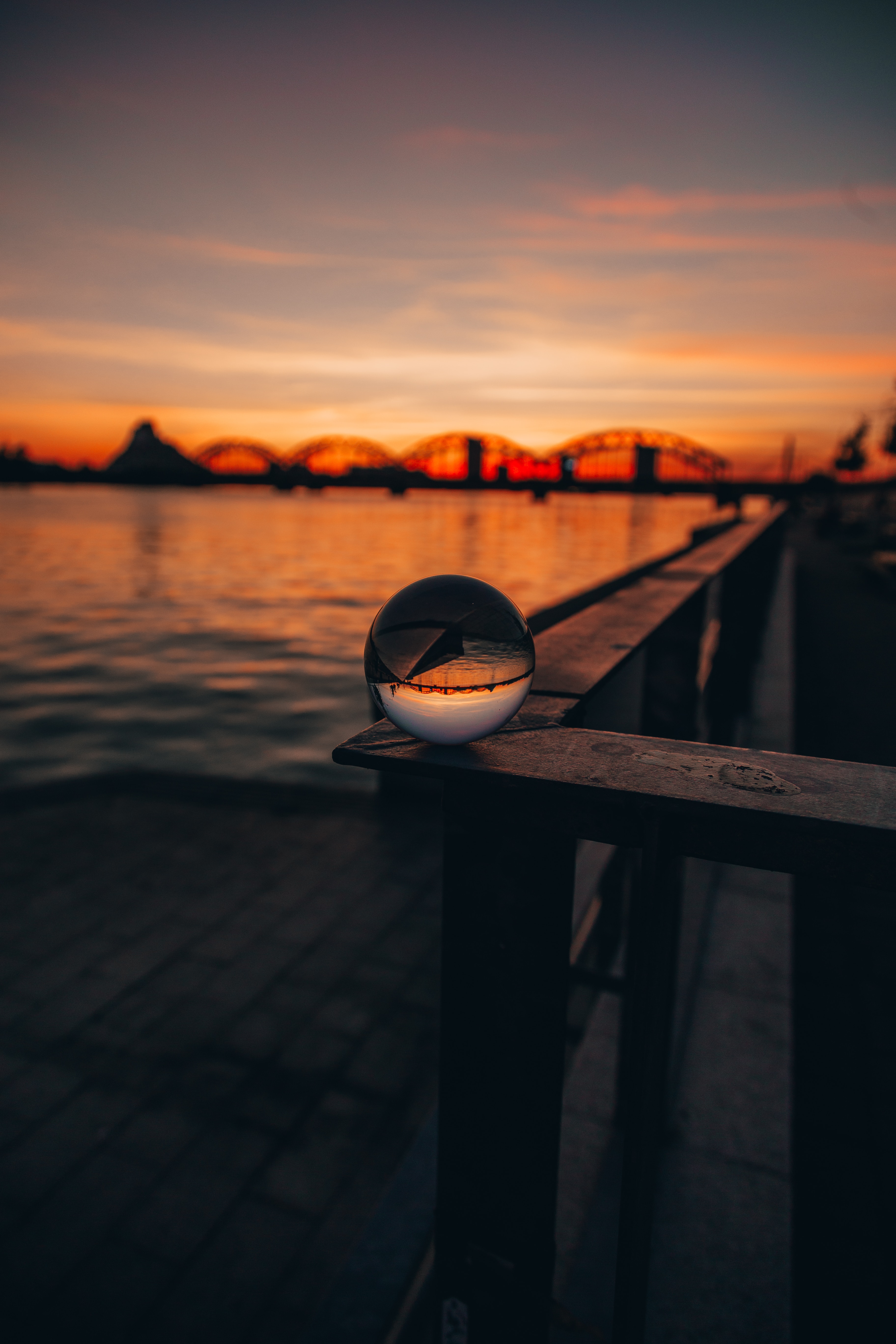 Crystal Ball sunset, sphere, reflection, twilight Free Stock Photos