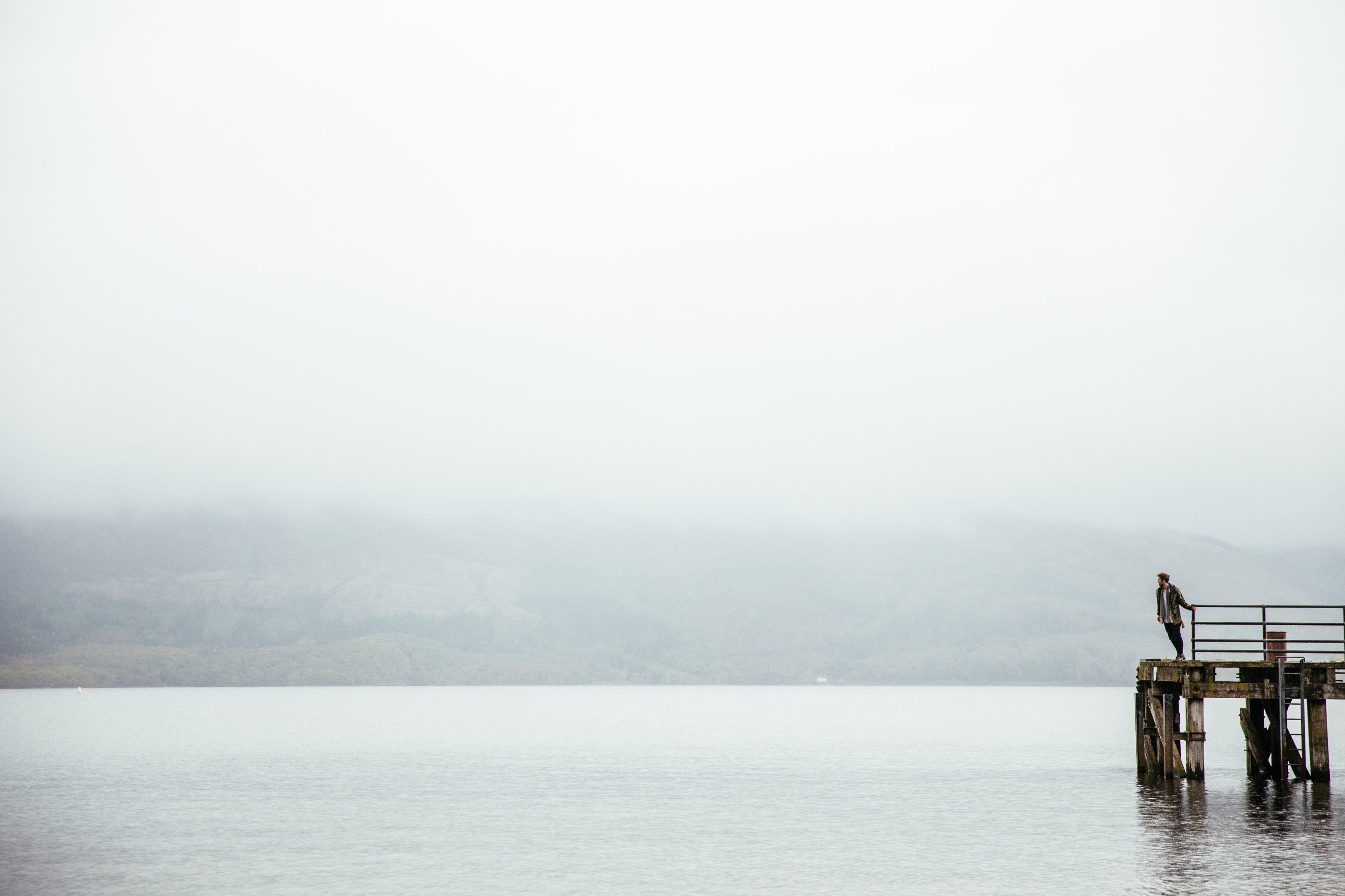 miscellaneous, fog, lake, human Vertical Wallpapers