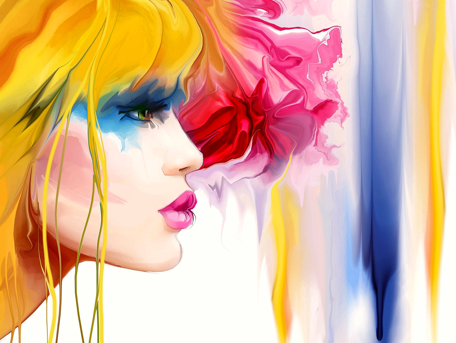 Яркая девушка в цветах