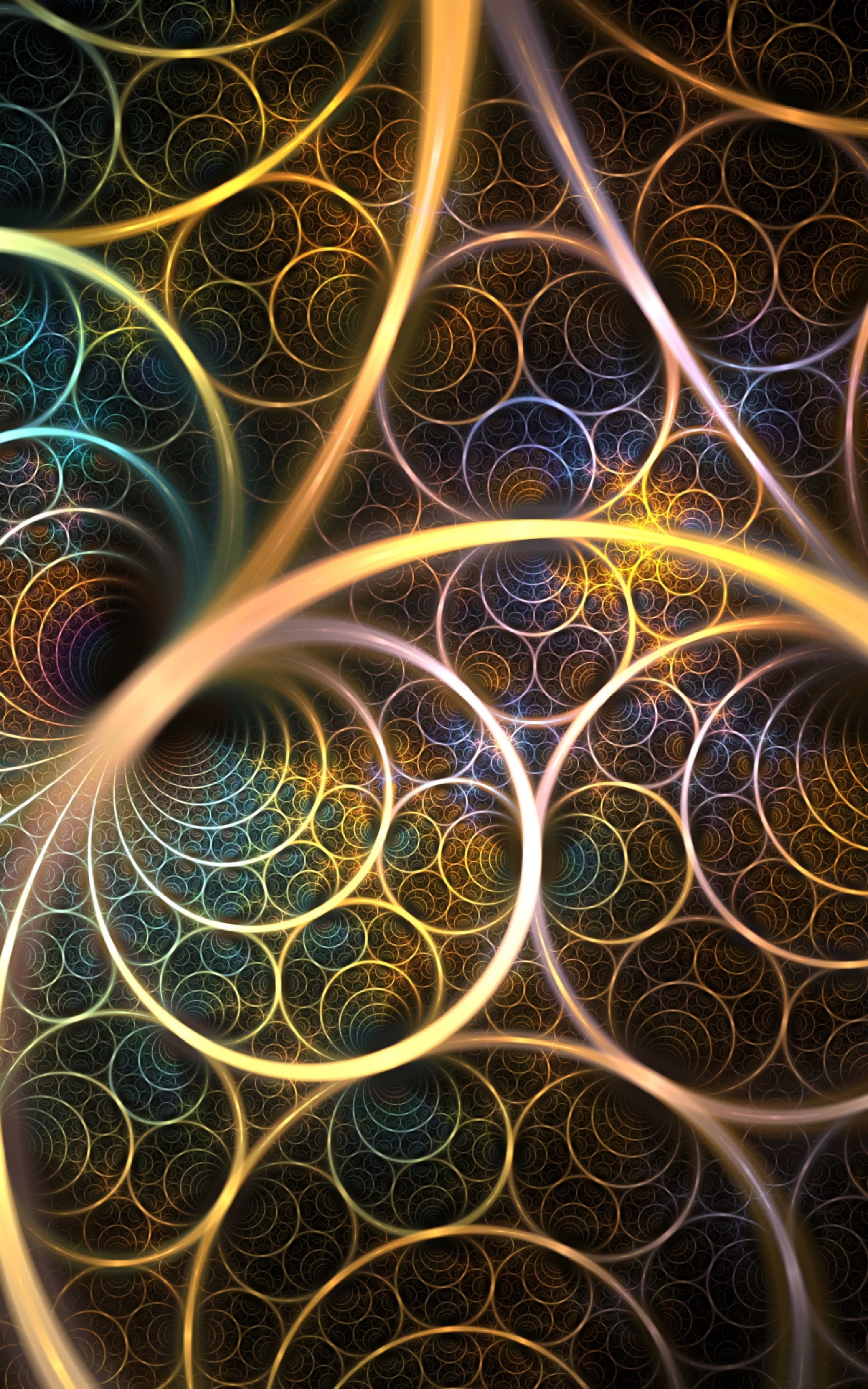 glow, fractal, abstract, lines, circles 4K