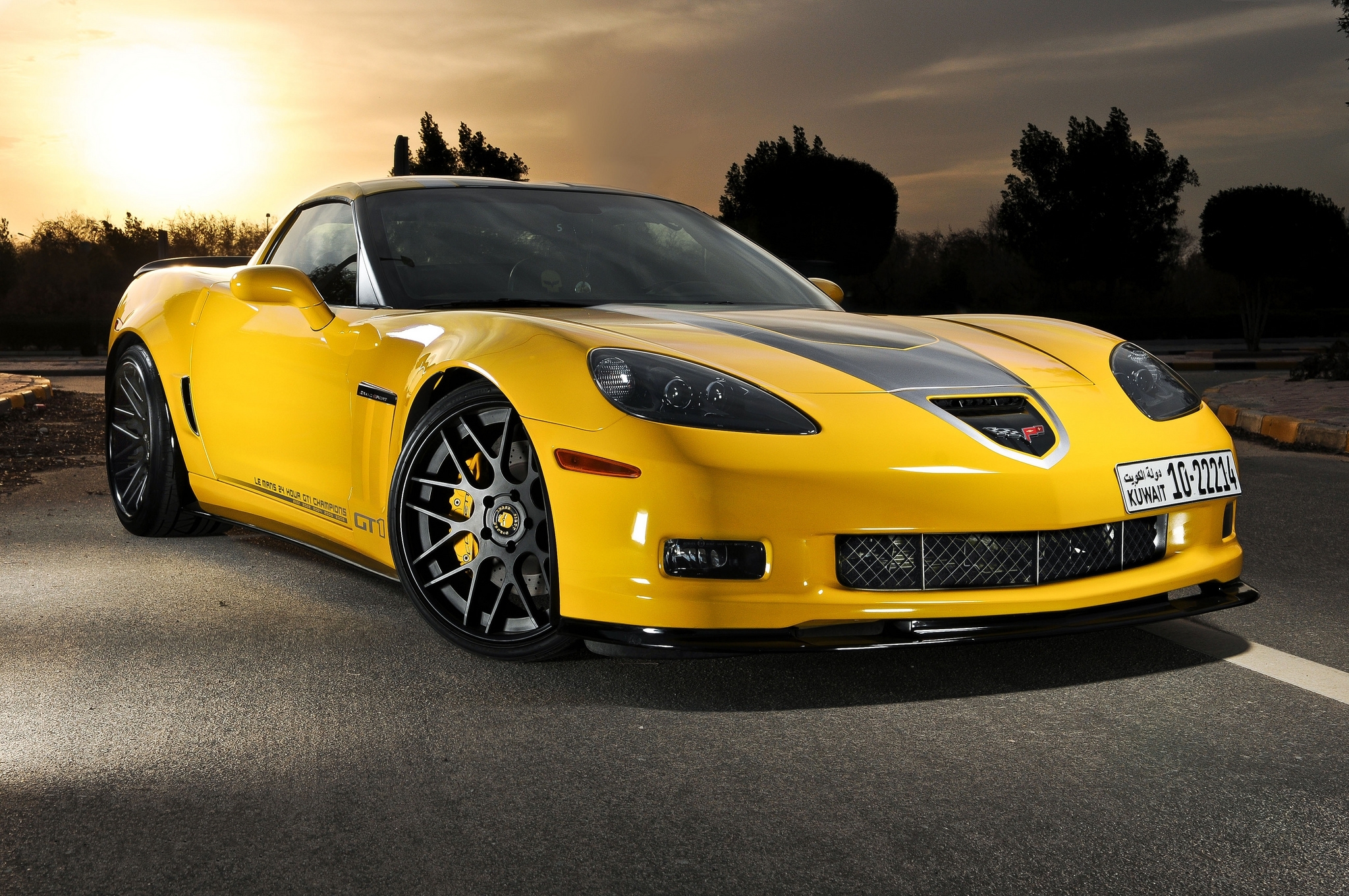 101902 download wallpaper chevrolet, cars, yellow, front view, corvette, c6 screensavers and pictures for free