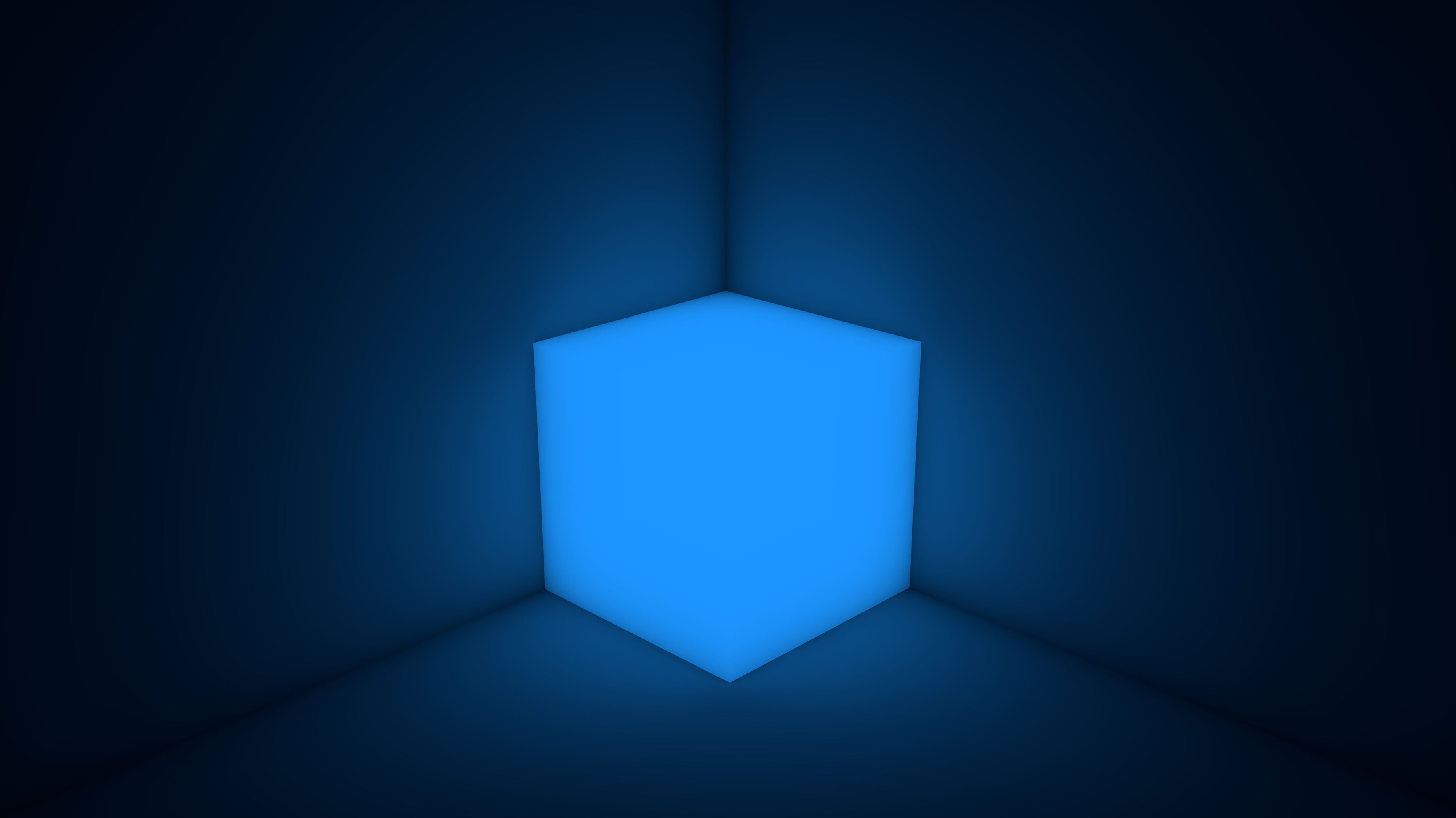 cube, 3d, form, neon, backlight, illumination QHD