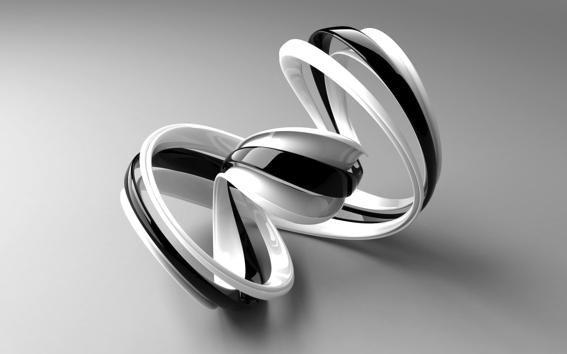 3d, spiral, black, white, figure, bent, curved, strip