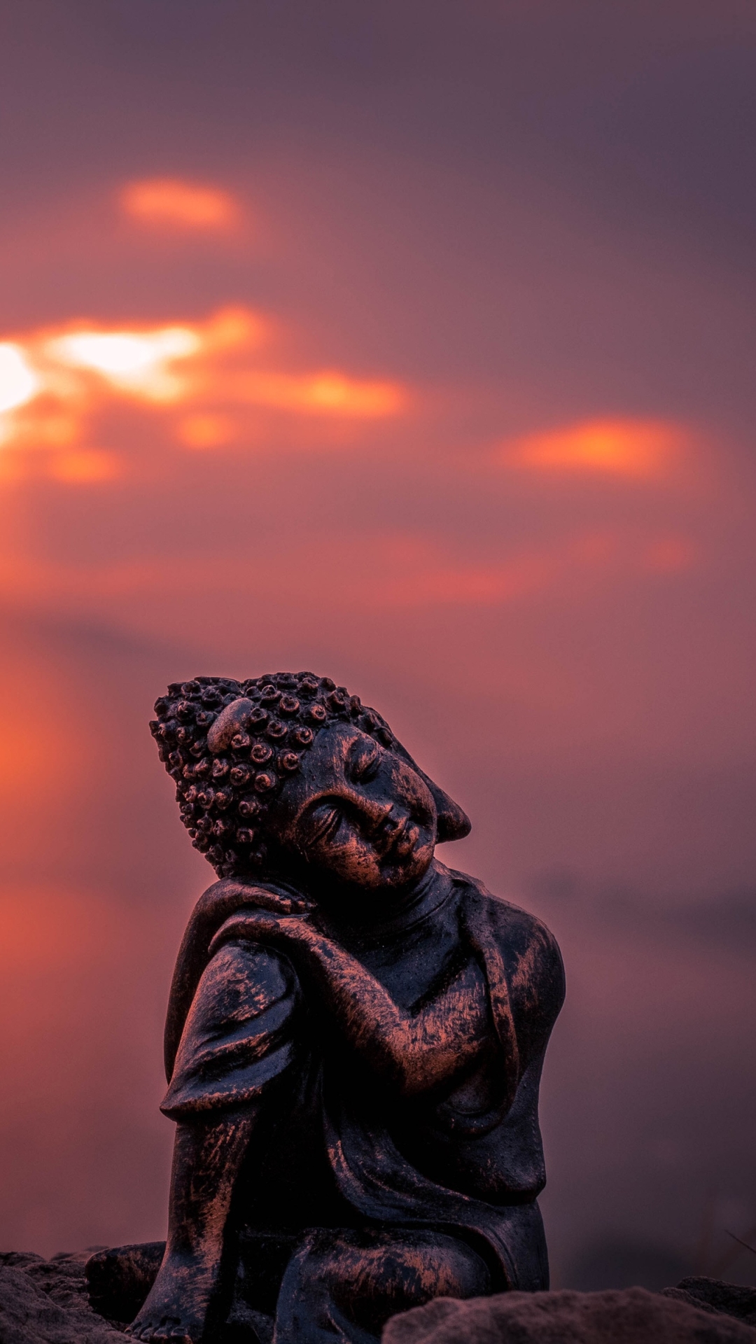 religious, buddha, statue, depth of field, sunset 4K