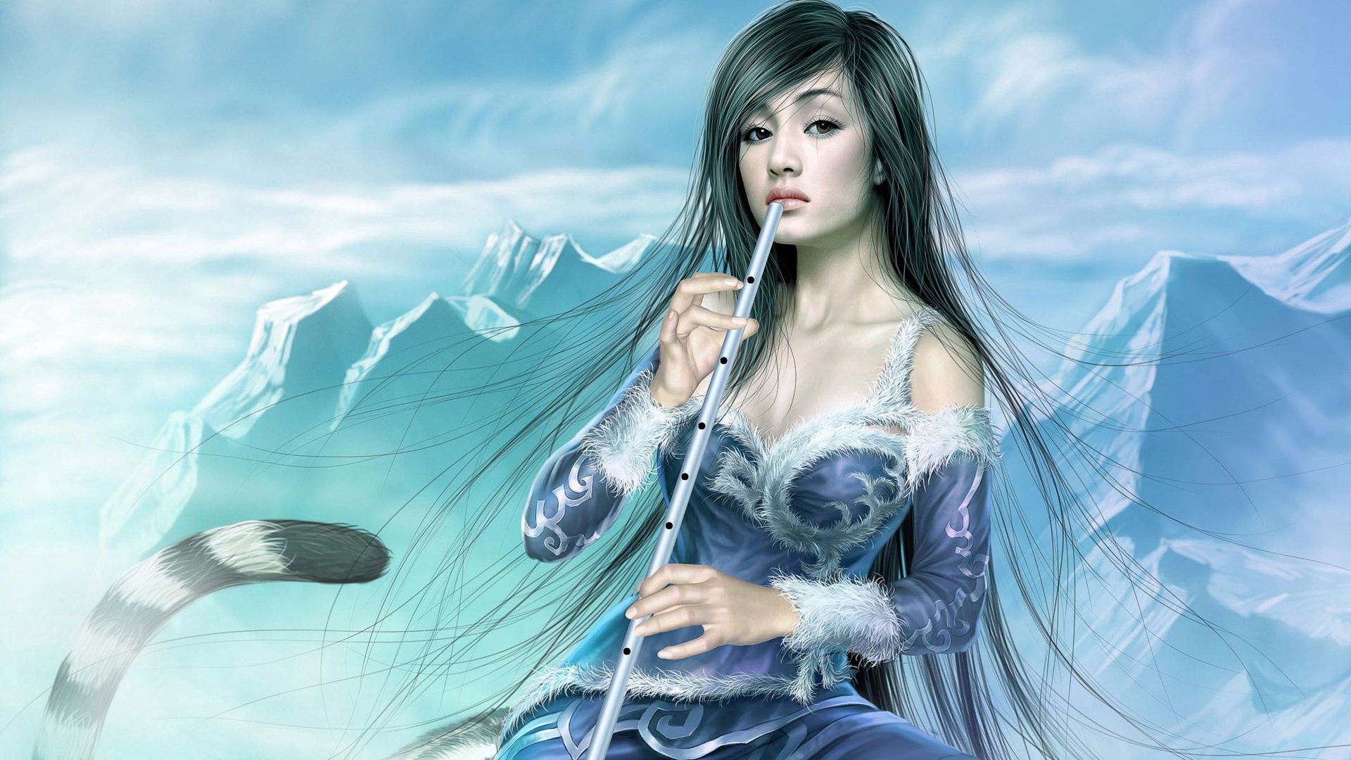 130080 Screensavers and Wallpapers Warrior for phone. Download fantasy, mountains, girl, warrior, tail pictures for free