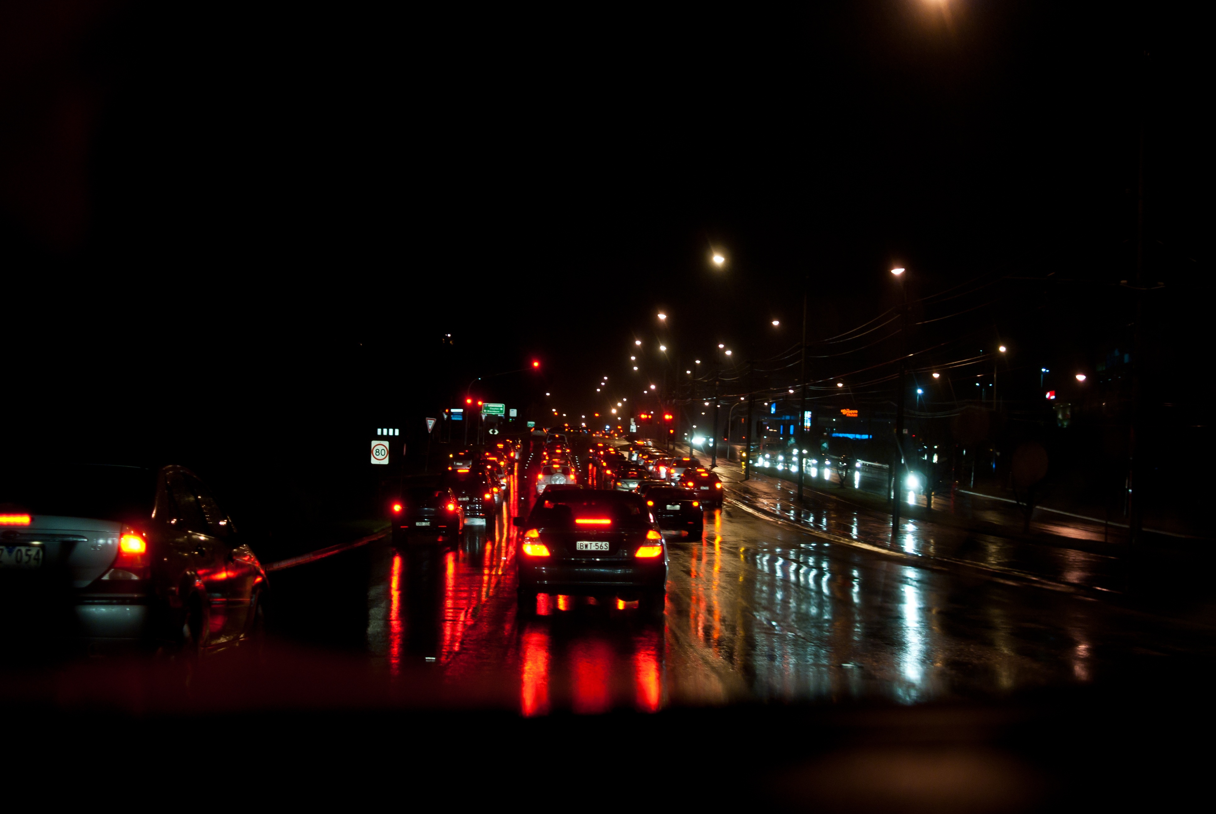 night city, cars, road, traffic, movement 8K