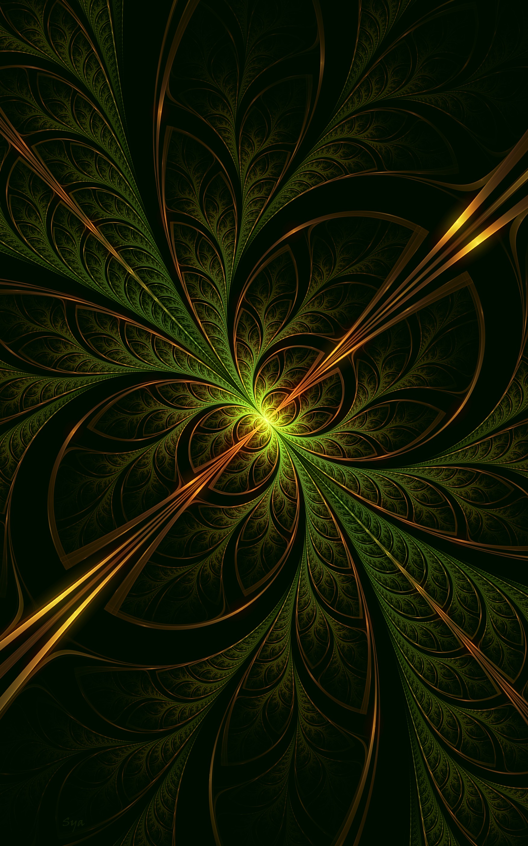 android fractal, abstract, pattern, glow, confused, intricate