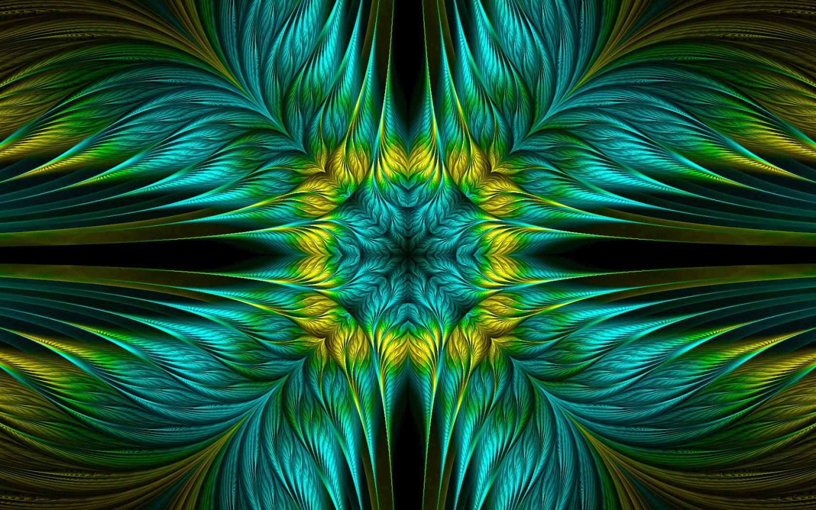 patterns, green, abstract, fractal QHD
